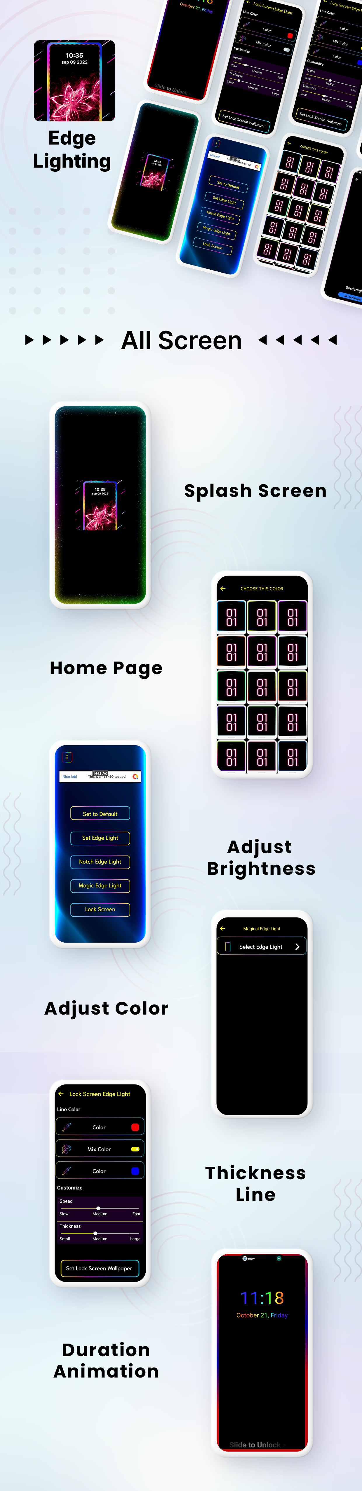 Edge Lighting Live Wallpaper | Border Lighting Wallpaper | Android | Admob Ads - 1